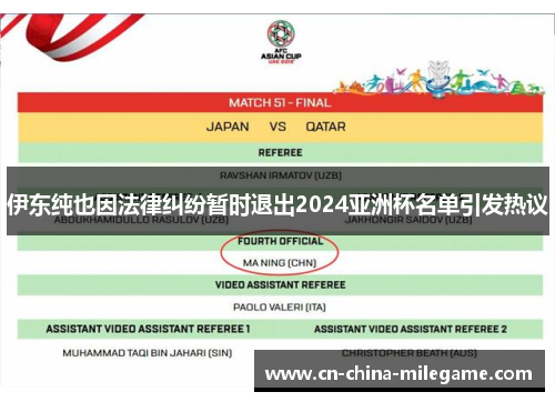 伊东纯也因法律纠纷暂时退出2024亚洲杯名单引发热议